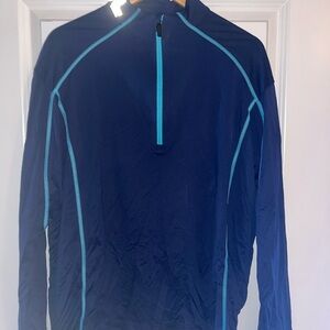IBKUL Two-Toned Navy and Light Blue 1/4 Zip Pullover